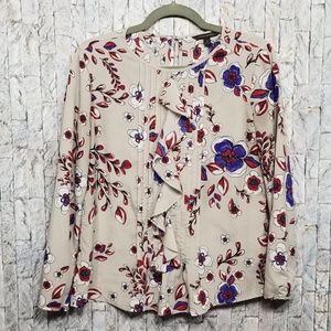 Banana Republic floral chiffon with front ruffle